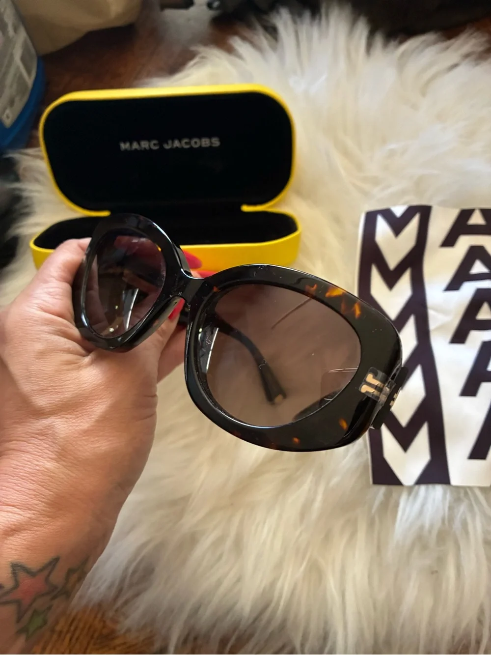 Marc Jacobs Yellow Eyewear Case with Black Interior